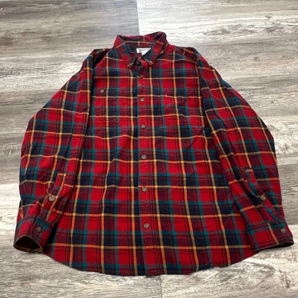 Duluth‎ Trading Flannel Tartan Plaid Red Mens 2XL Relaxed Fit Button Down Shirt - Picture 2 of 9